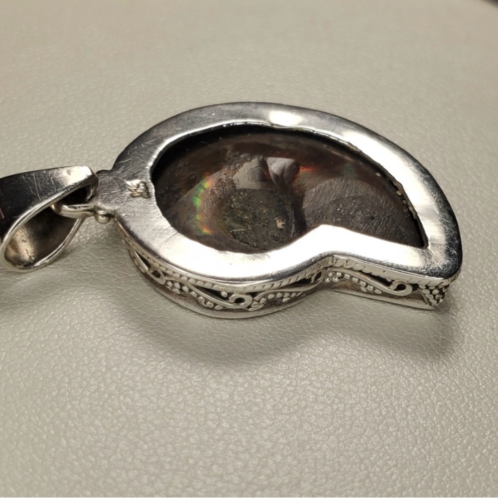 Amazing Vintage Sterling Ammonite Pendant - Picture 6 of 11